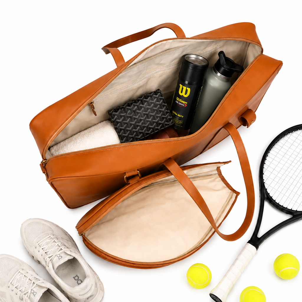 Leather tennis racket bag